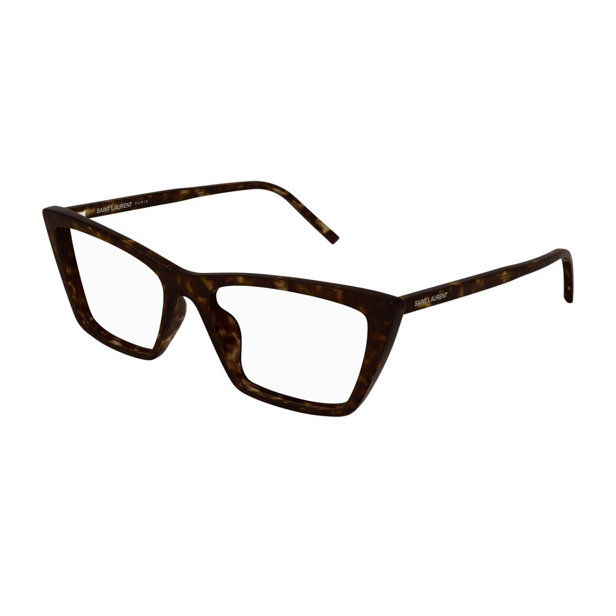 Elevate your look with the Saint Laurent SL 737 OPT MICA THIN 002 cat eye frame – chic, lightweight, and crafted from high-quality acetate. Shop online at Optorium today!