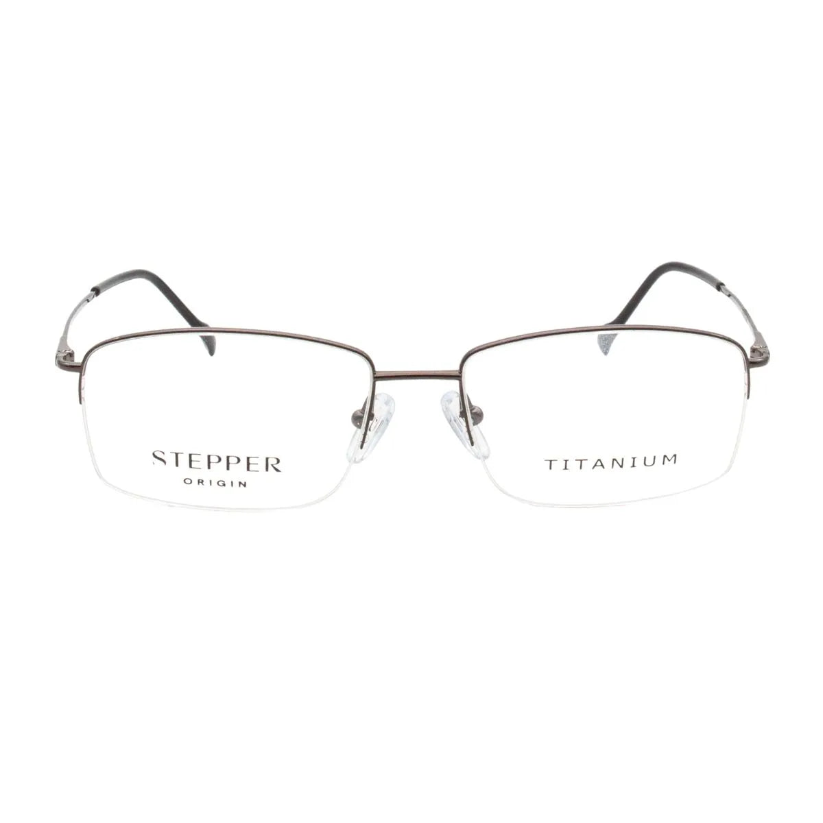 Shop Stepper Frame SI-60214 F022, premium Gun Metal color titanium half rim rectangle shape Stepper eyewear for men. Lightweight Stepper spectacles and eyeframe for stylish comfort at Optorium.