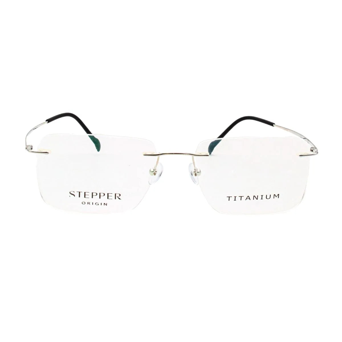 Shop Stepper Frame SI-83430 F020 silver titanium rectangle eyewear for men. Lightweight rimless Stepper spectacles offering premium comfort, durability, and modern style at Optorium.
