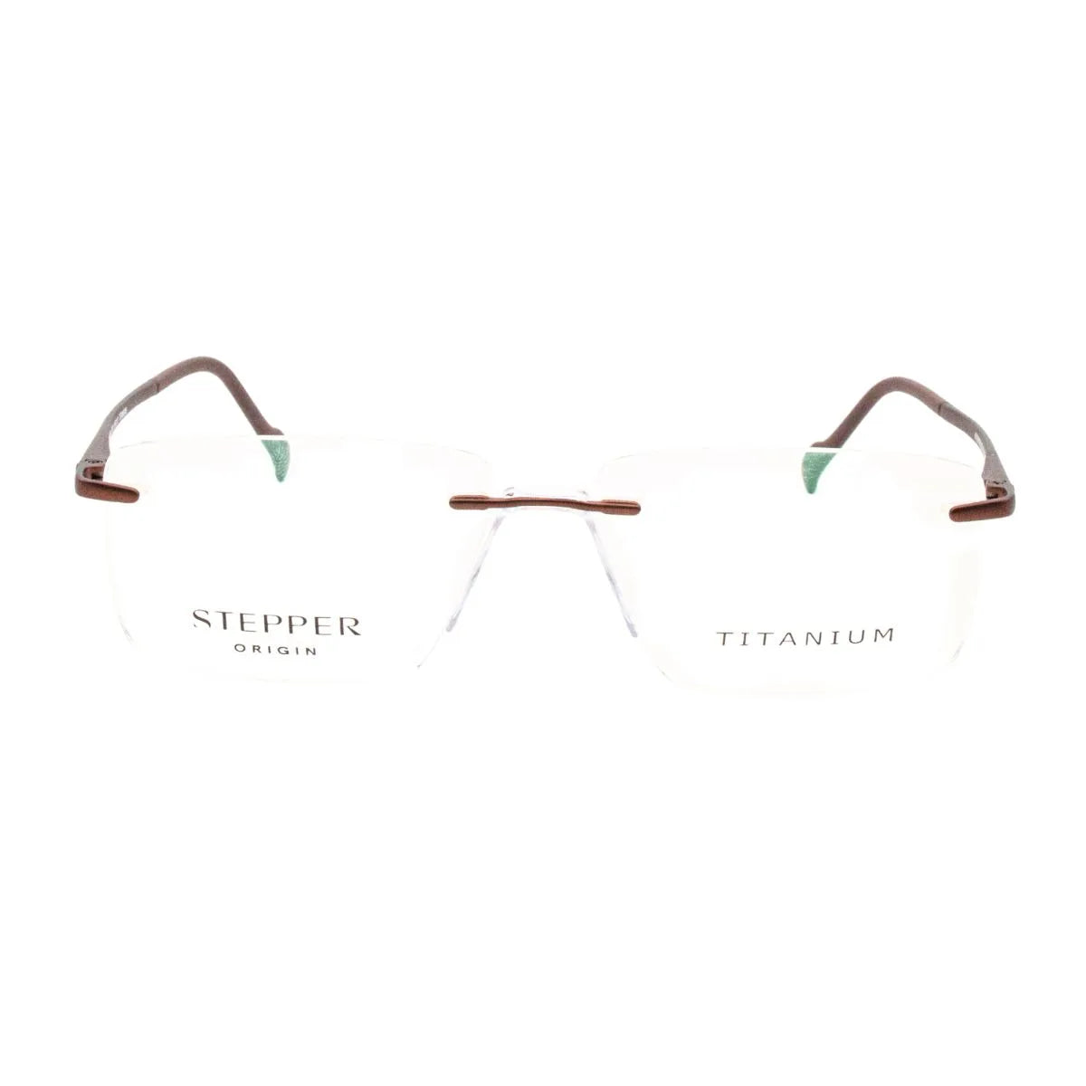 Stepper Frame SI-84169 F011 stylish rectangle shape titanium eyeframe in Black color. Lightweight rimless Stepper eyewear for men offering premium comfort and elegance at Optorium.