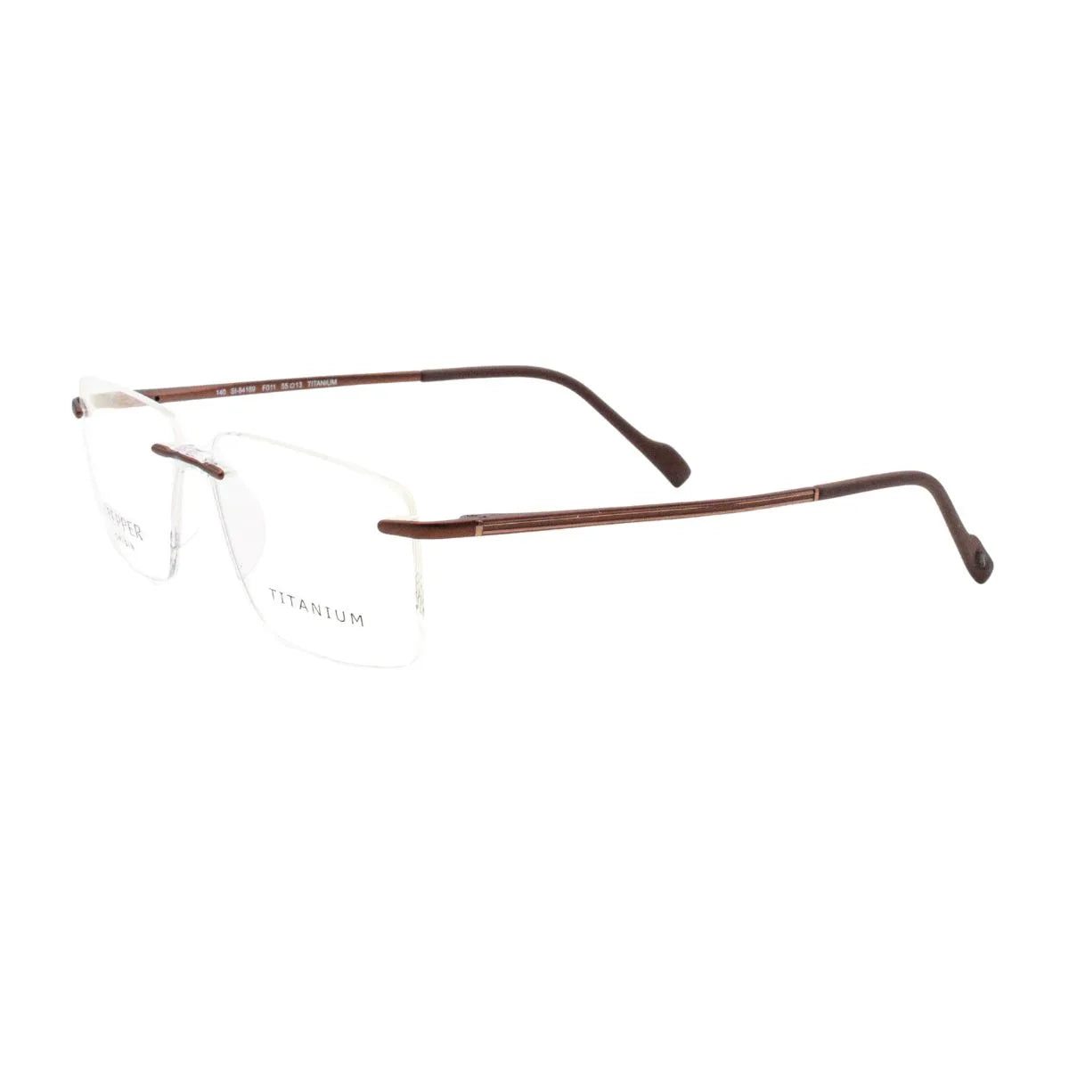 Premium Stepper glasses for men, Model SI-84169 F011. Black rimless titanium eyeframe with rectangular shape offers modern lightweight eyewear style and durability from Stepper at Optorium.