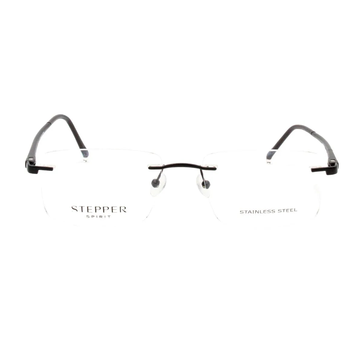 Shop Stepper Frame STS-72669 F090, premium black color rectangle shape Stepper eyewear titanium rimless design for men. Lightweight Stepper spectacles and eyeframes available at Optorium.