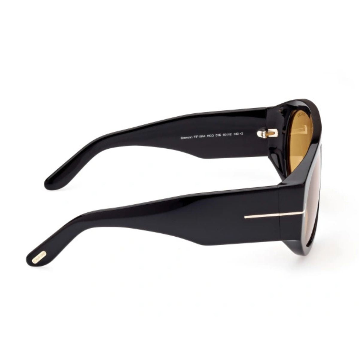 Aviator Tom Ford Branson TF 1044 01E sunglasses, shiny black frame and brown lenses. Get it online at Optorium.