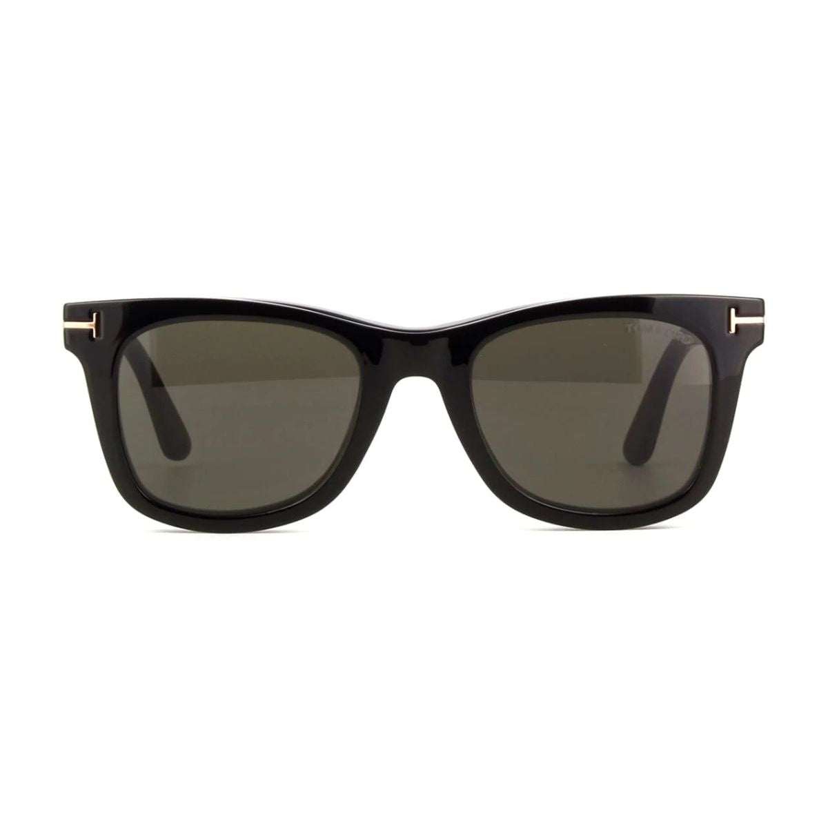 "Tom Ford TF5970-B 001 black frame with removable grey clip-on lens, online at Optorium."
