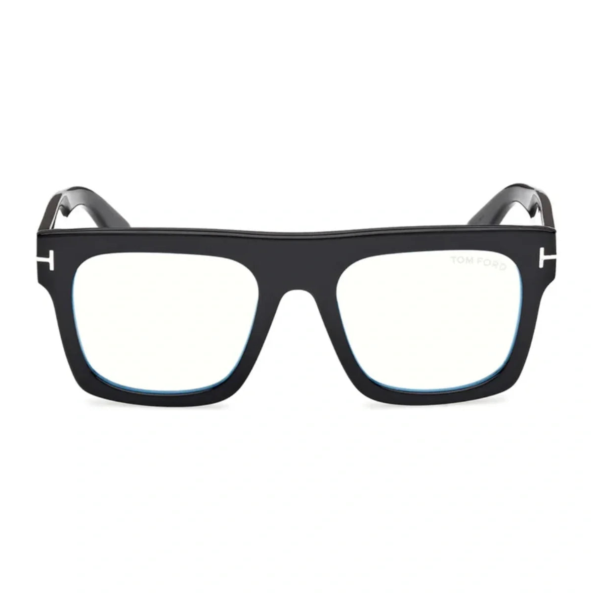 Black square-framed glasses on a white background