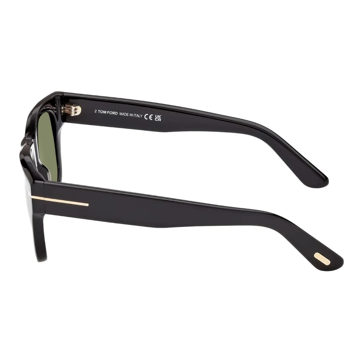 Shop Tom Ford Finn-02 TF1304 01N luxury sunglasses with classic square shape, black frame and green lenses, best designer sunglasses for men in India optorium