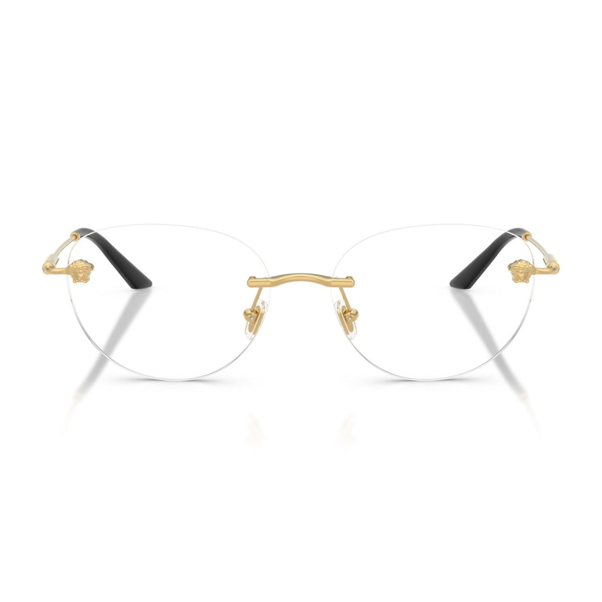 "Designer Versace 1305 1002 rim-less optical glasses in metallic gold finish for elegant fashion statement Optorium"