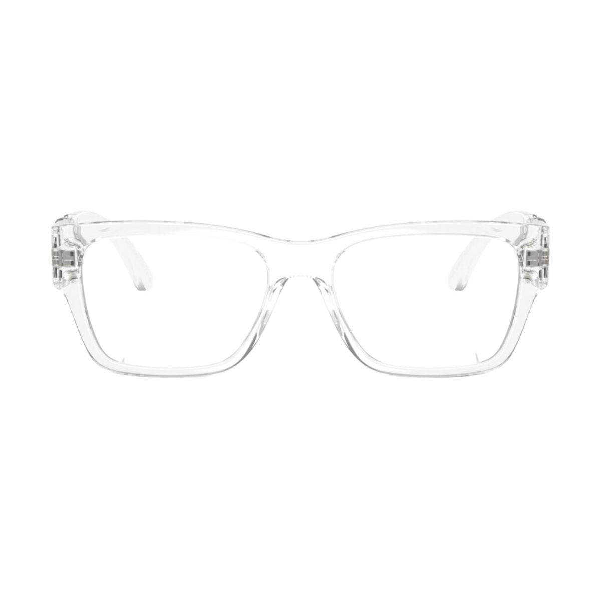 "Versace 3368-U 148 transparent square frame for men blends elegance and comfort, online at Optorium."