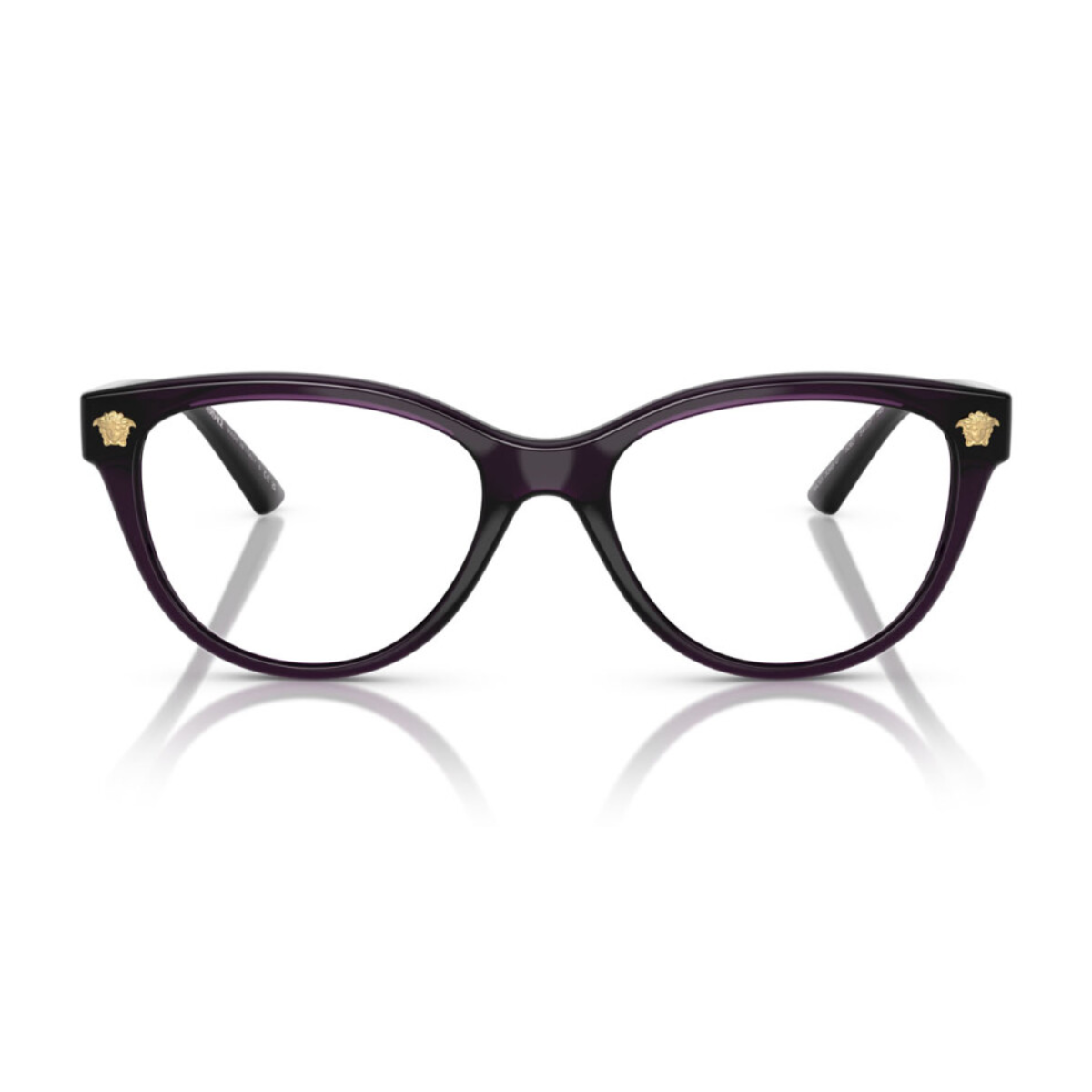Elegant Versace VE3365U 5263 cat eye glasses for women in Purple acetate, ideal for fashion-forward style and luxury optical wear from Versace prescription glasses – optorium.