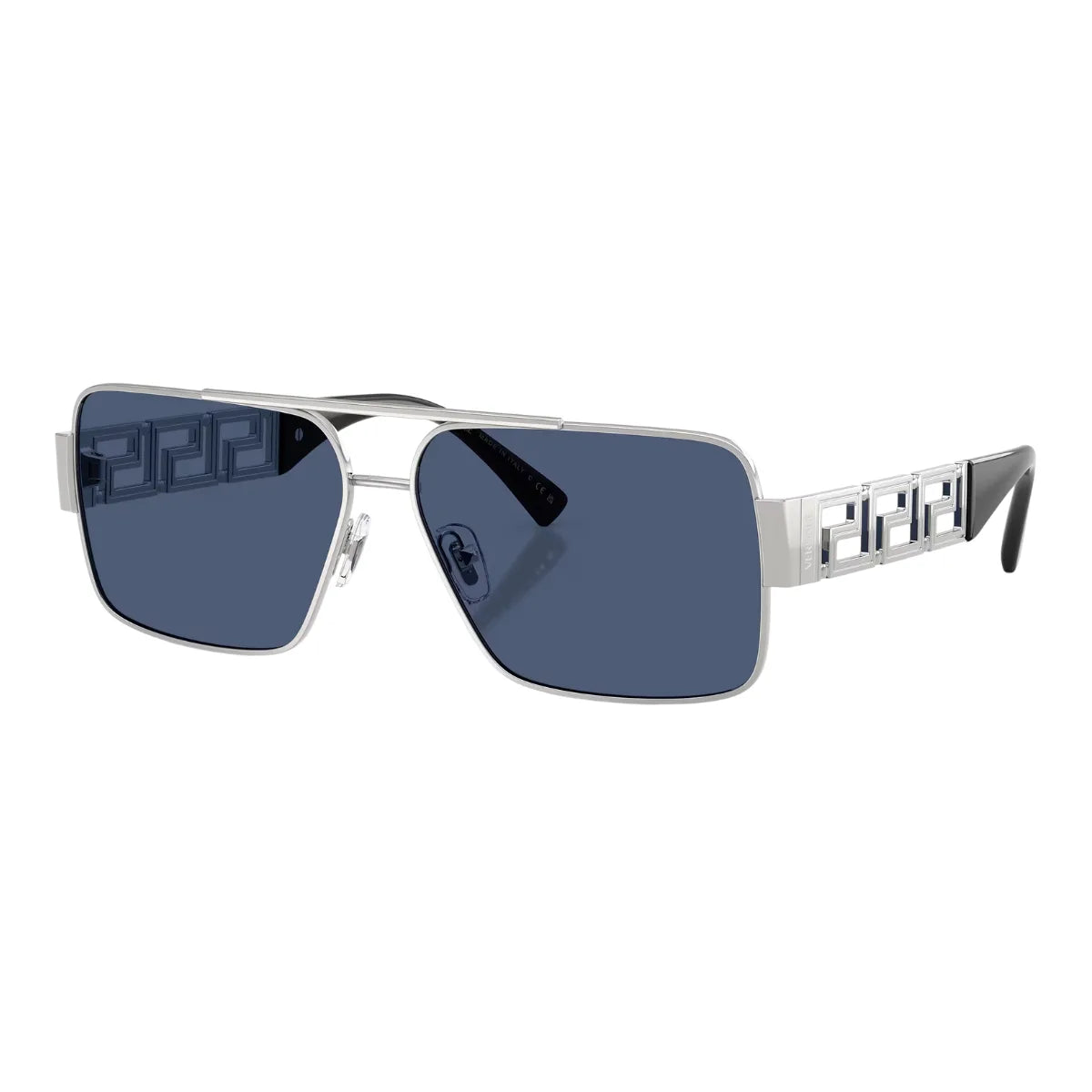 Versace shades 2290 1001/80 in Silver rectangle design with UV protection. Fashion-forward Versace sunglasses men and women choose for stylish sunglasses. optorium