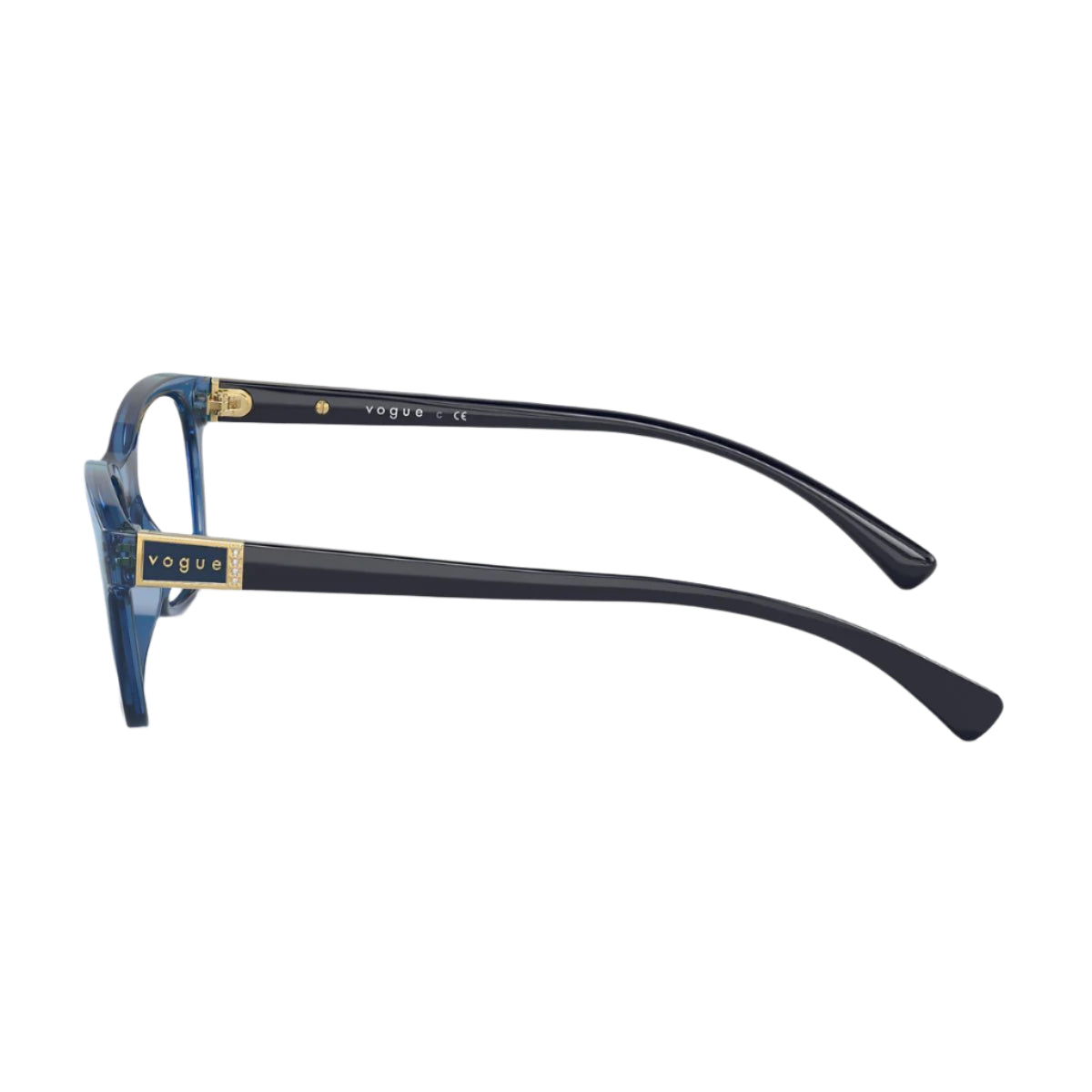 Women's Vogue VO5424-B 2988 eyeglasses frame, sleek transparent blue cat-eye design. Buy online at Optorium.
