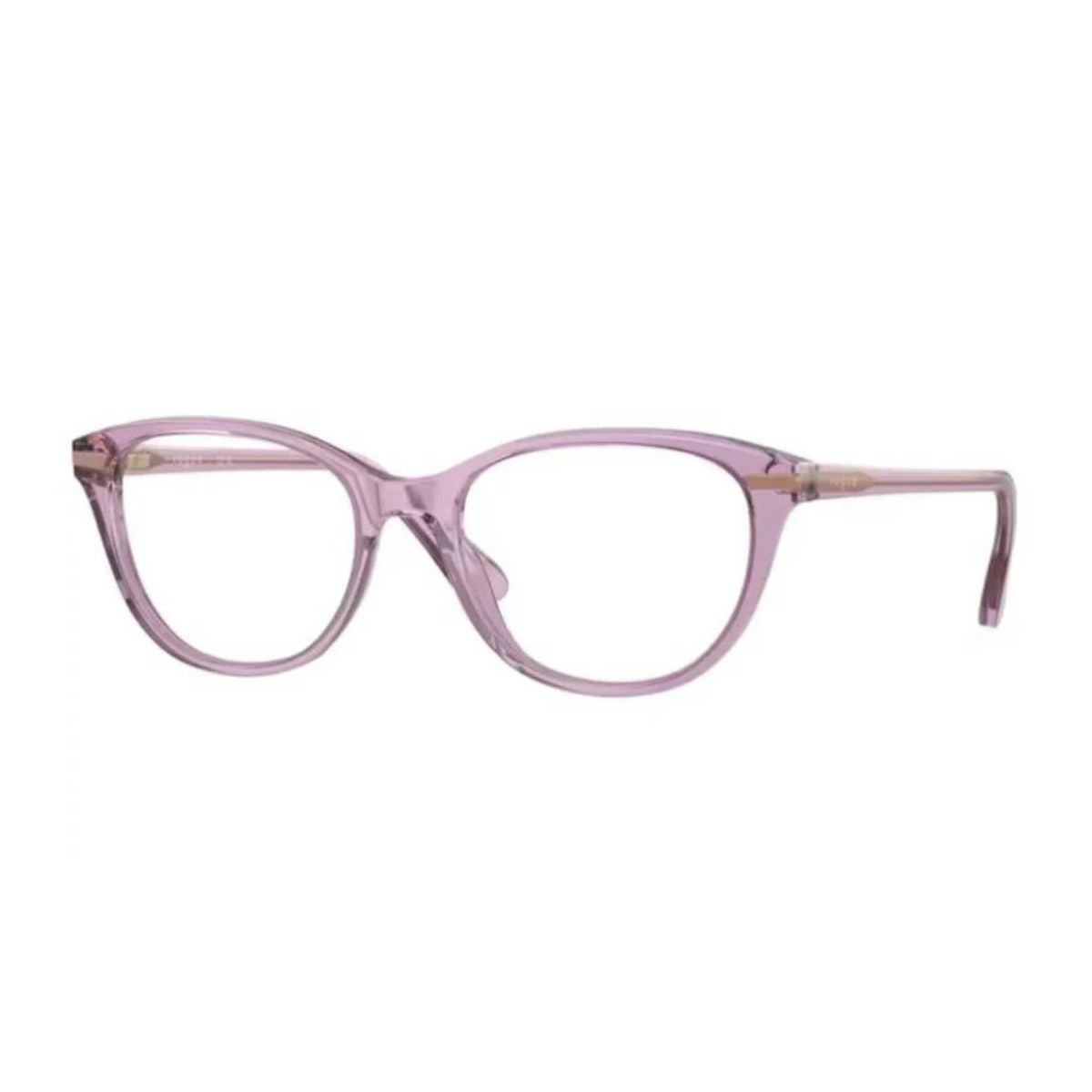Stylish Vogue VO 5497-I 2922 frame, lightweight transparent violet cat-eye shape. Shop now at Optorium.