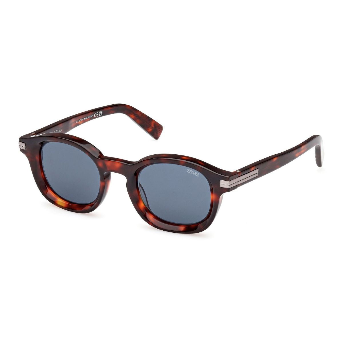 "Zegna EZ0229 54V round UV protection sunglasses - stylish Havana frame and lightweight eyewear for men at Optorium."