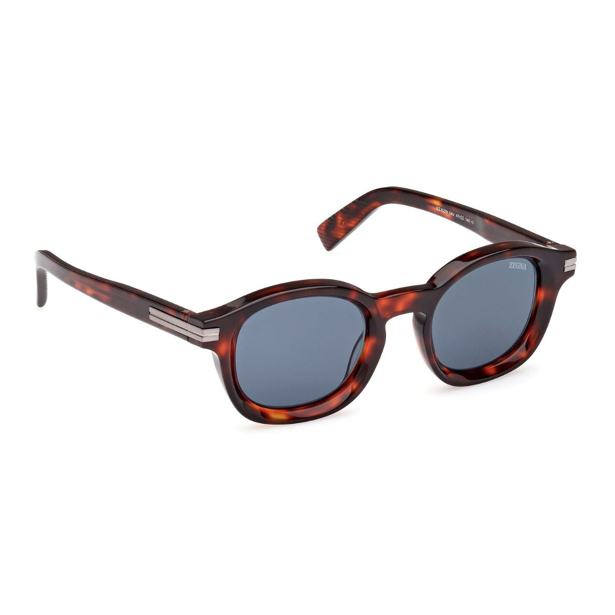 "Lightweight and stylish Zegna EZ0229 54V round UV protection sunglasses with Havana frame for men at Optorium."