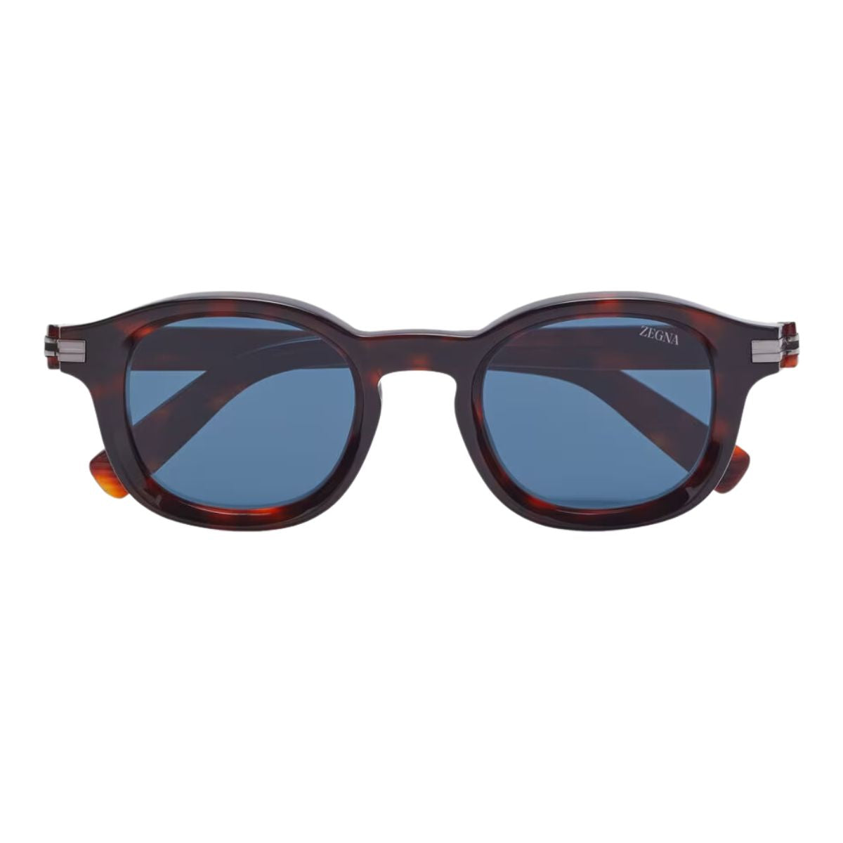 "Zegna EZ0229 54V round UV protection sunglasses - lightweight and stylish Havana frame for men, available at Optorium."