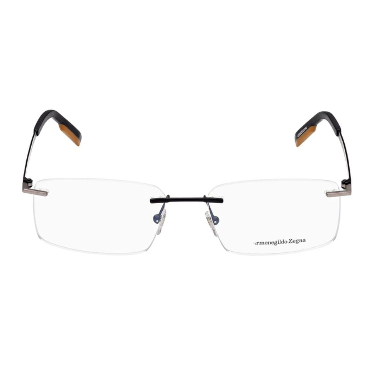 "Zegna EZ5219 002 black rimless rectangle eyewear frame for men - stylish prescription glasses at Optorium."
