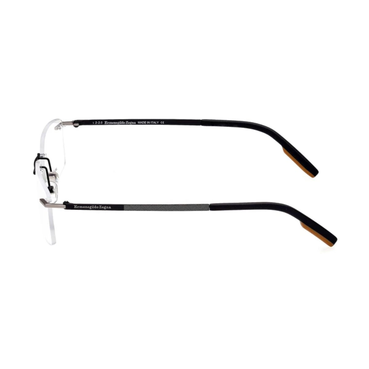 "Zegna EZ5219 002 black rimless rectangle frame for men - stylish prescription eyewear at Optorium."