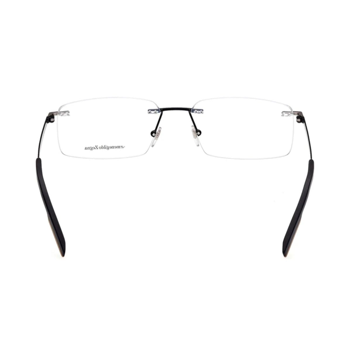 "Zegna EZ5219 002 black rimless rectangle frame for men - stylish eyewear at Optorium."