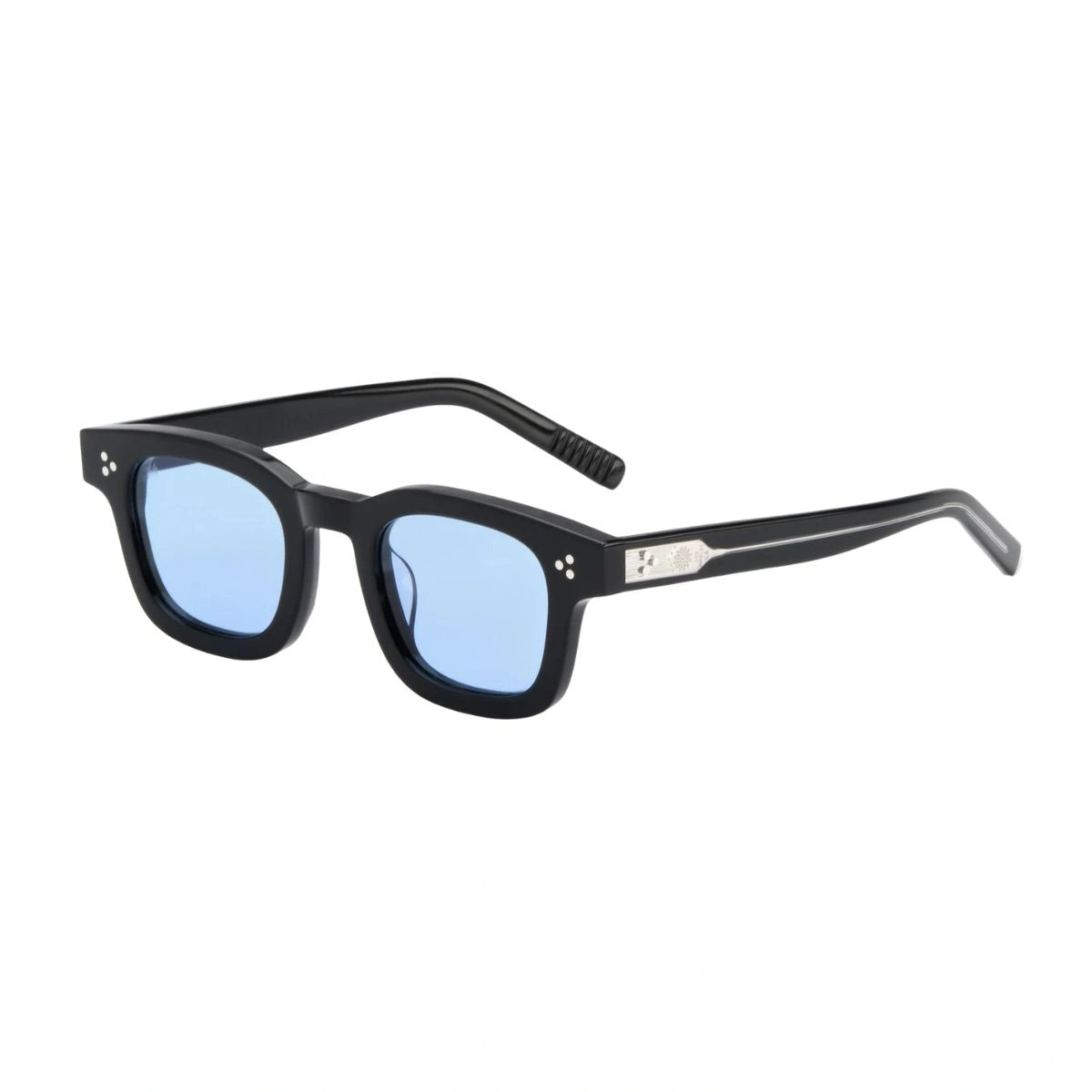 Premium AKILA Ascent black acetate square sunglasses with stylish blue UV lenses