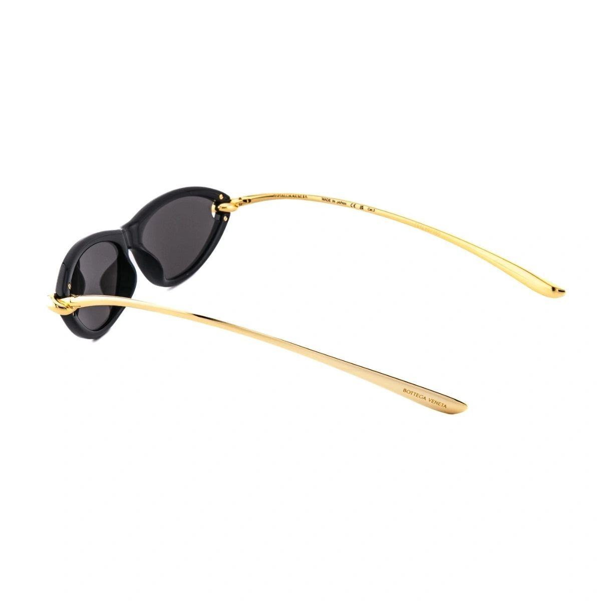 Bottega Veneta BV1390S 001 black sunglasses with signature gold knot details
