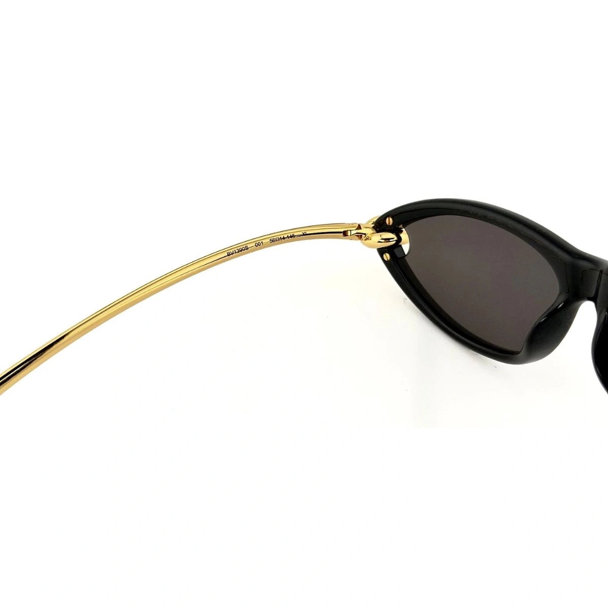 Signature Bottega Veneta BV1390S 001 black cat-eye sunglasses with gold Knot details