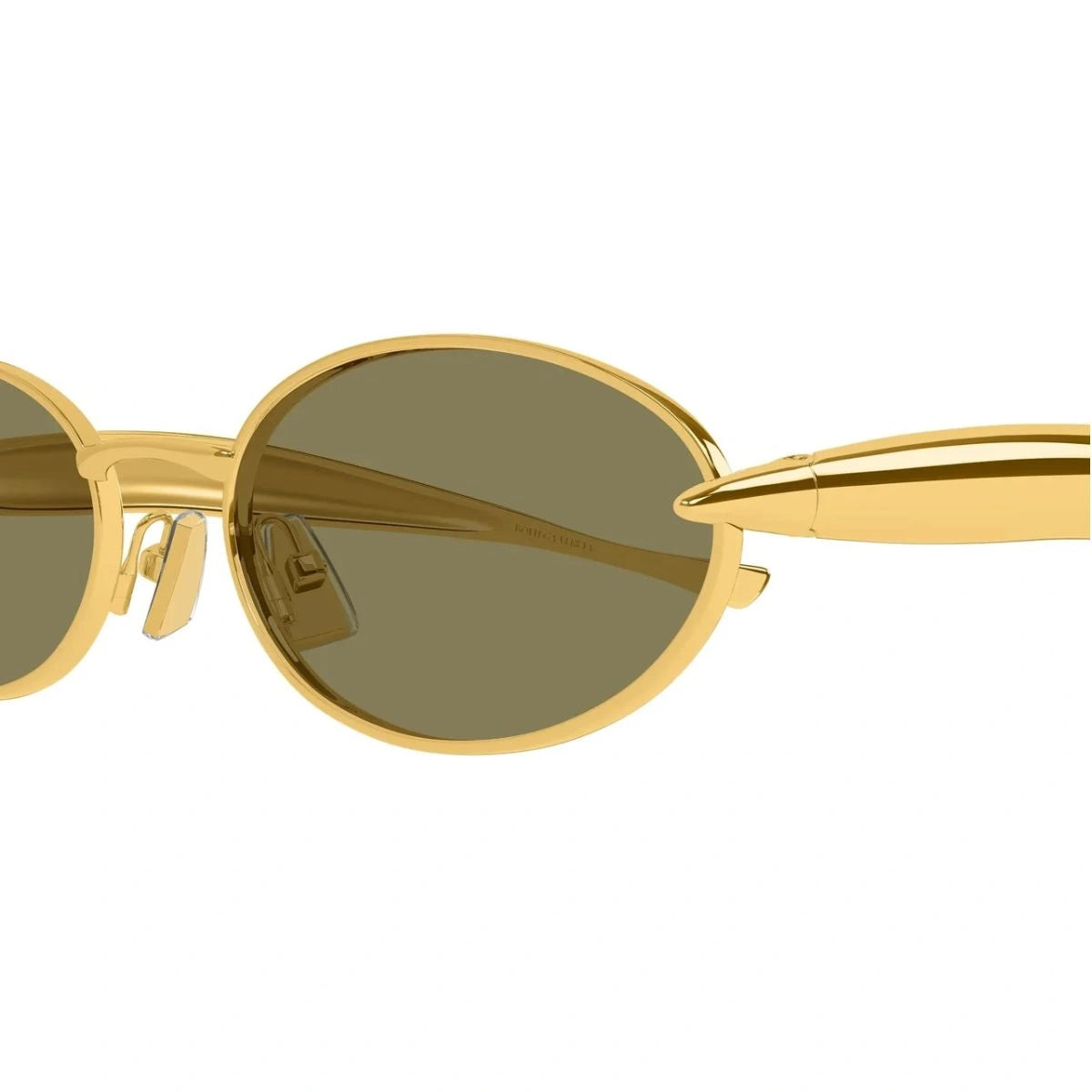 Bottega Veneta BV1386S 006 gold sunglasses with iconic Sardine temple detailing