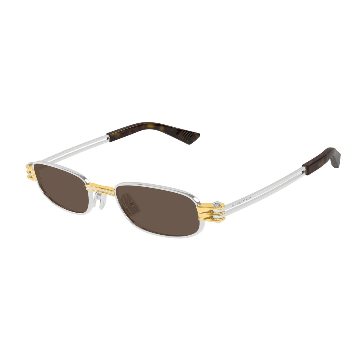 Explore Bottega Veneta BV1381S 001 unisex sunglasses with brown lenses