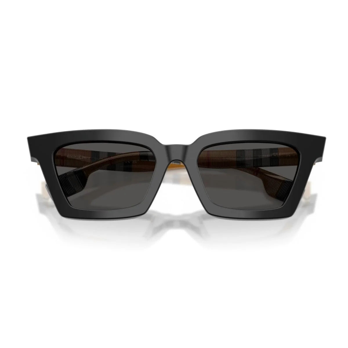 Premium Burberry women's eyewear with beige, black, white and red check temples