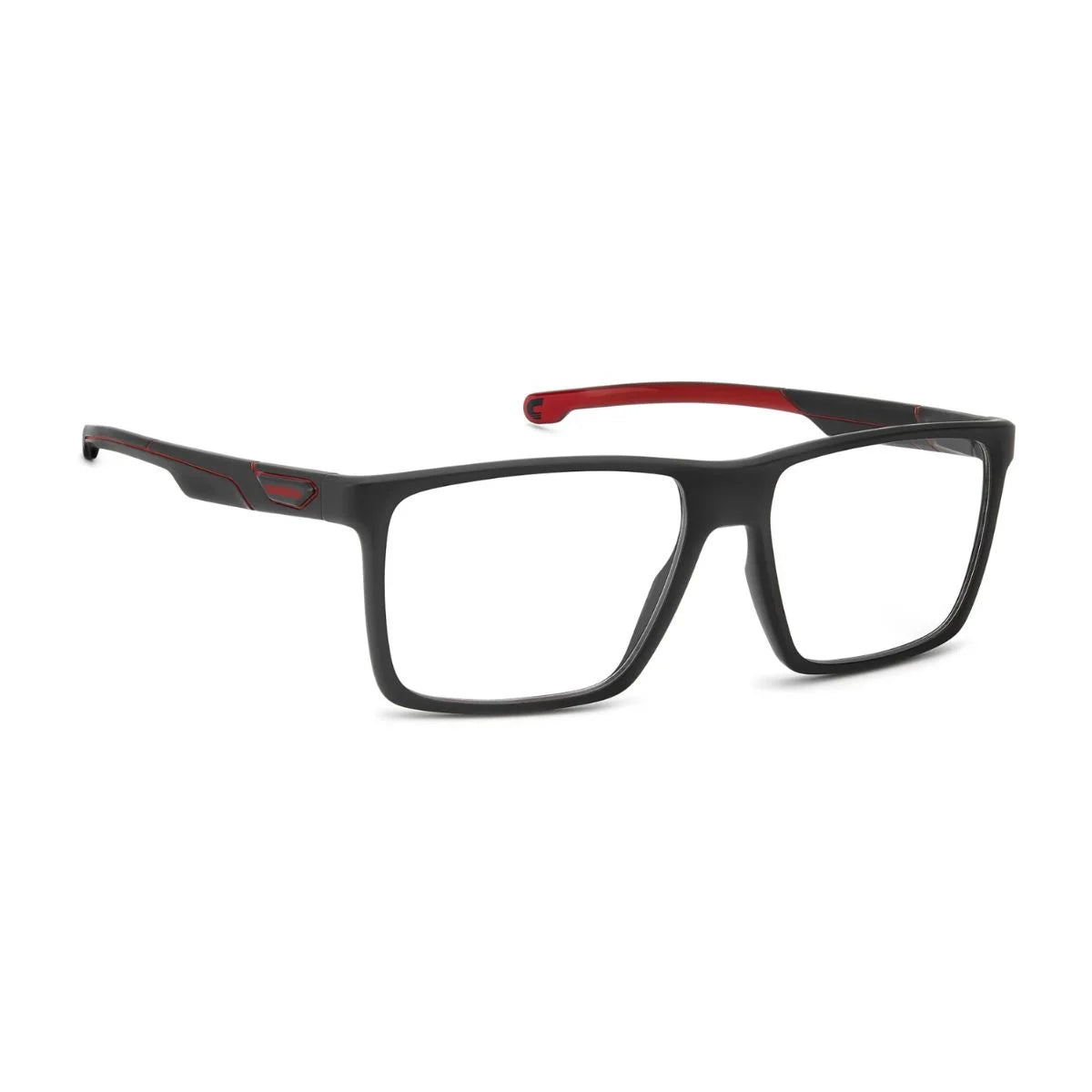 Bold CARDUC 058 003 black frames with distinctive red temple accents