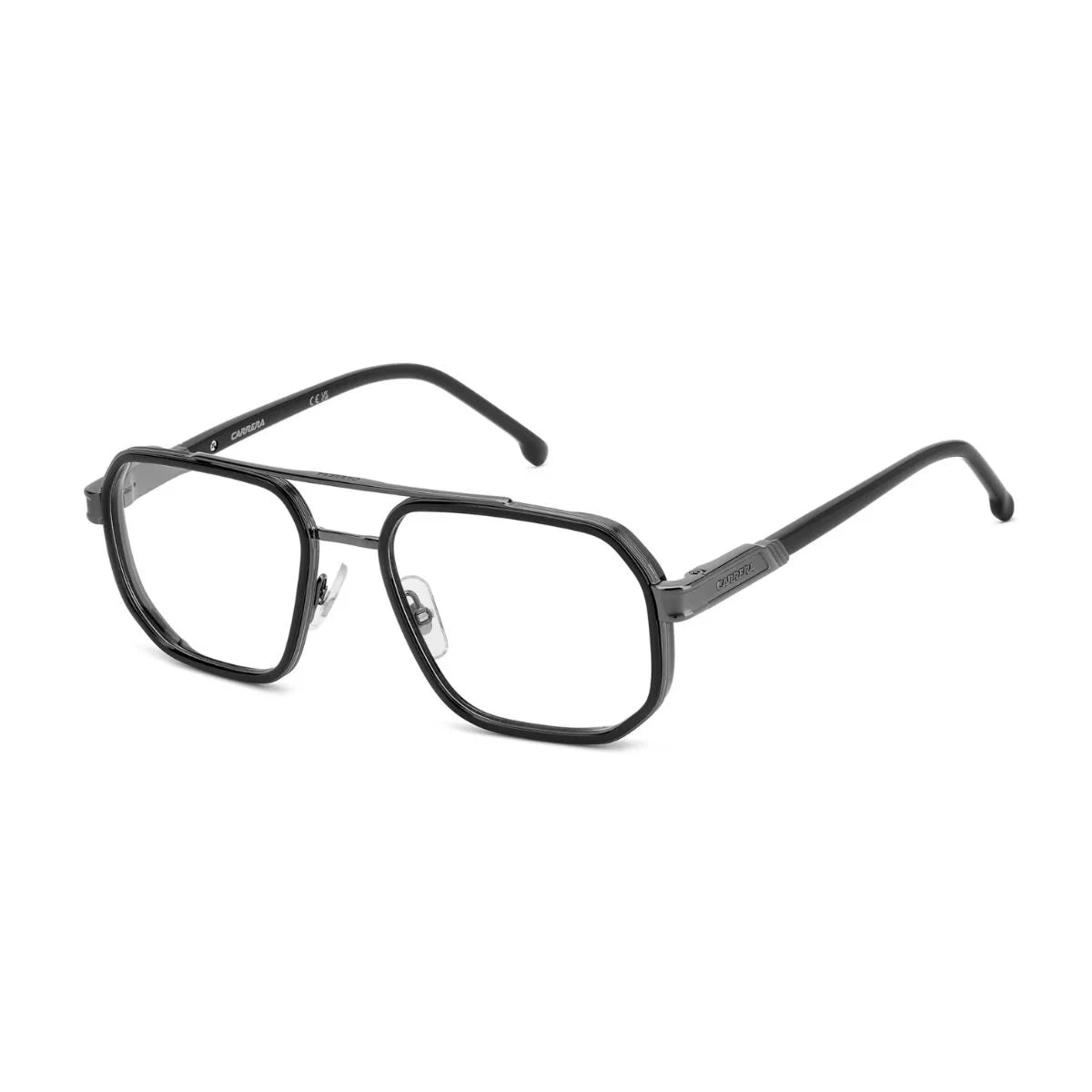 Carrera 1137 KJ1 black metal eyeglasses with signature double bridge