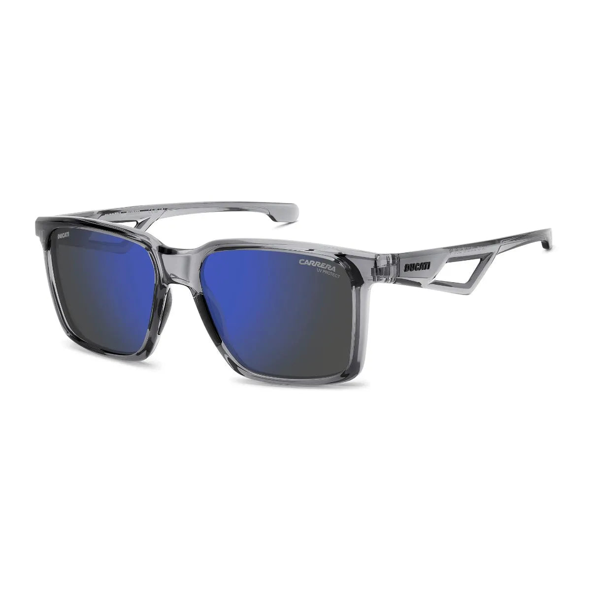 Carrera men's square sunglasses with blue and grey gradient lenses 065/S KB7XT at Optorium India