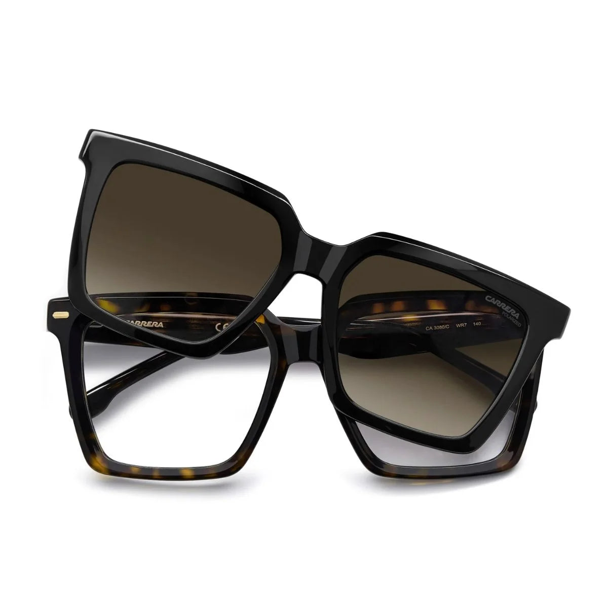 Carrera CA 3080/C WR7 square frames with gradient brown clip-on lenses