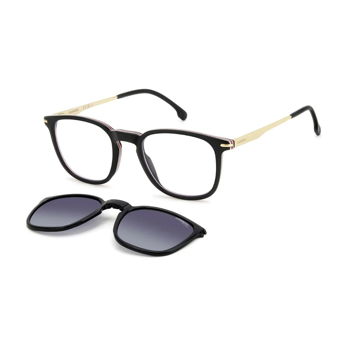 Carrera CA 322/CS 80799 eyeglasses with grey shaded polarized clip-on lenses