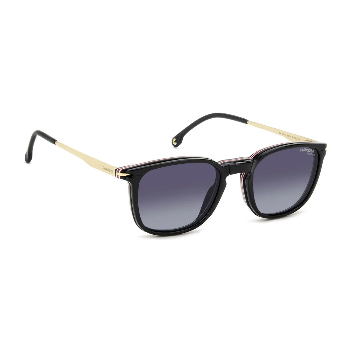 Black Carrera CA 322/CS 80799 frames with gold C-shaped metal detailing