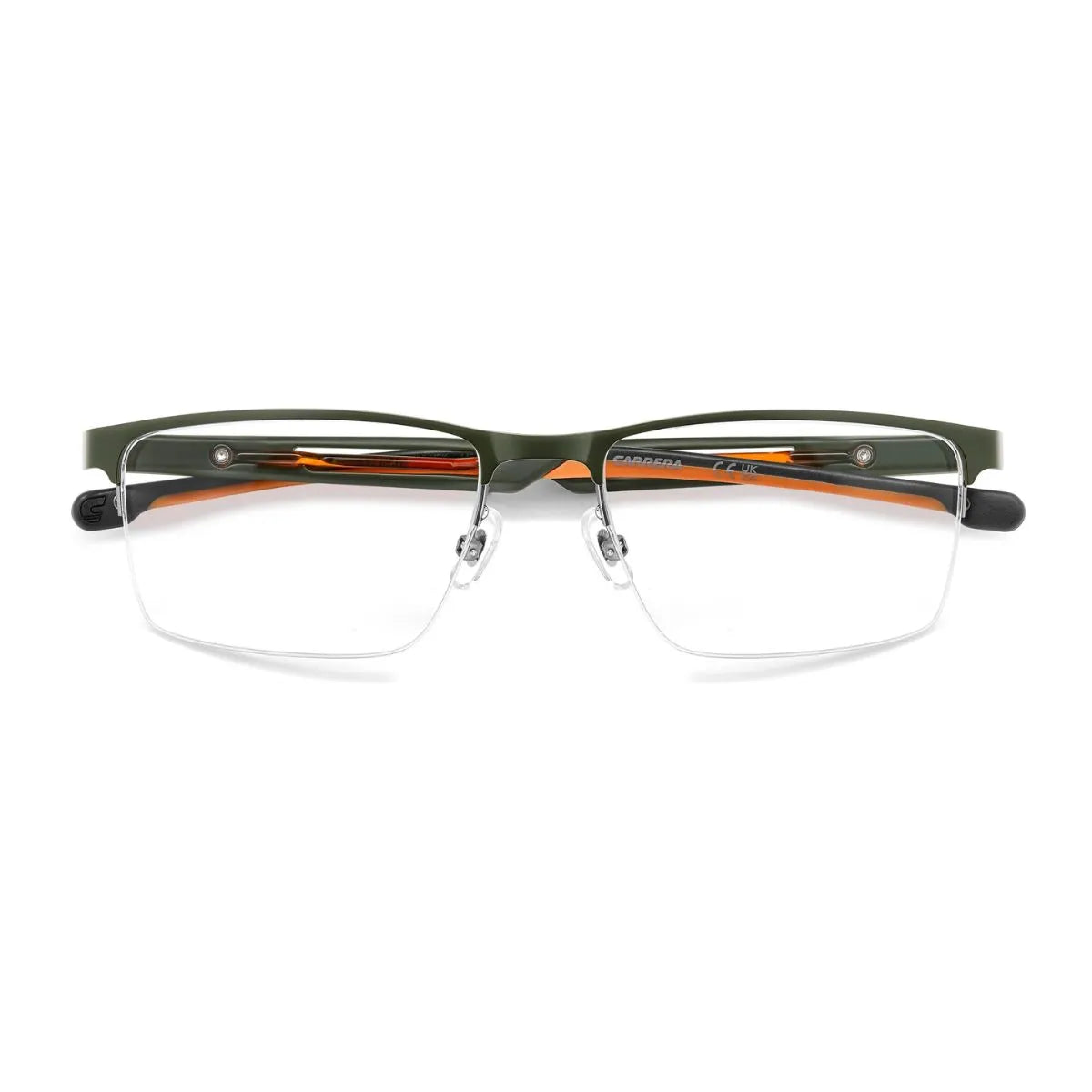 Stylish Carrera rectangle eyewear 8939 MFK with orange and black temples at Optorium India