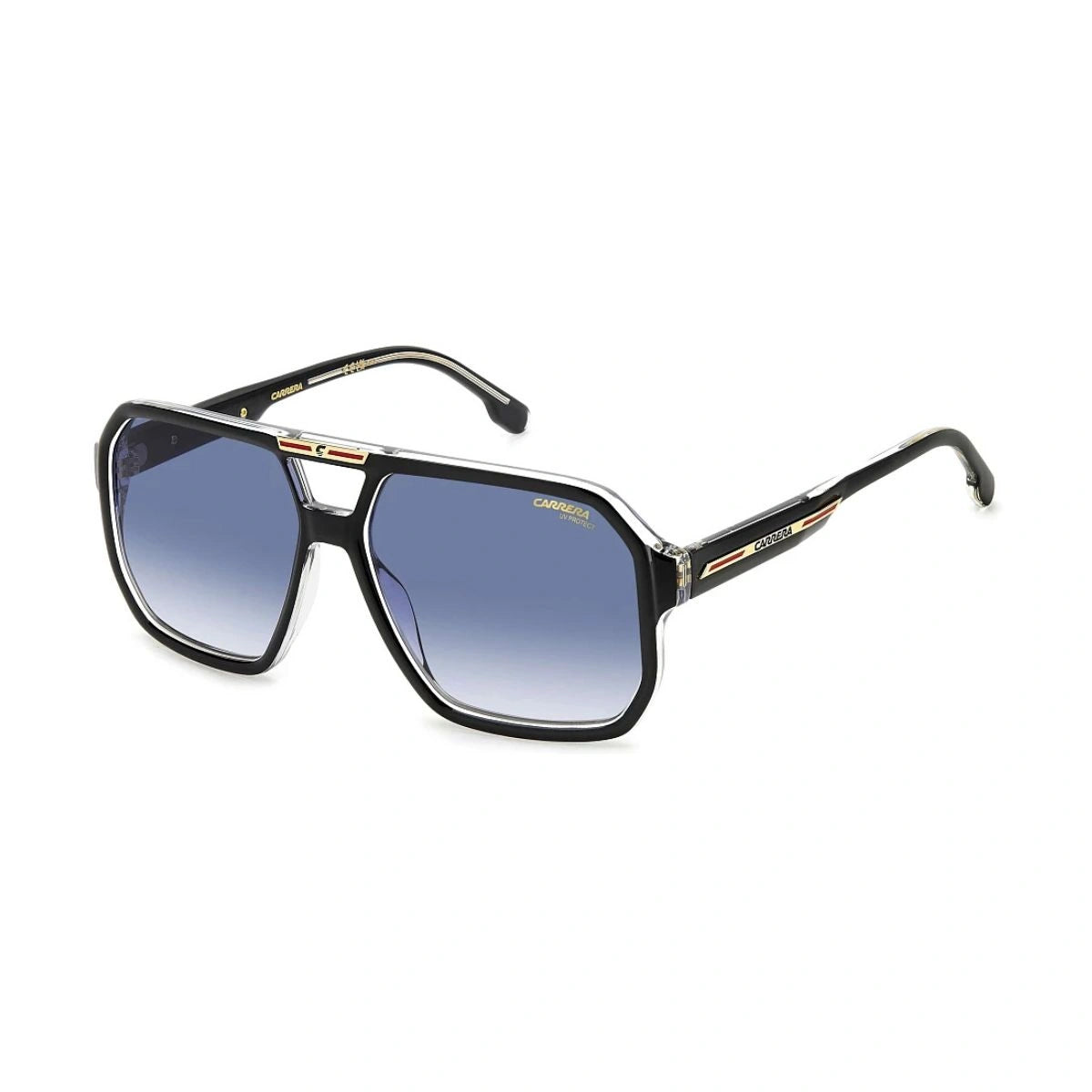 Carrera rimless sunglasses modern rectangular blue lens eyewear