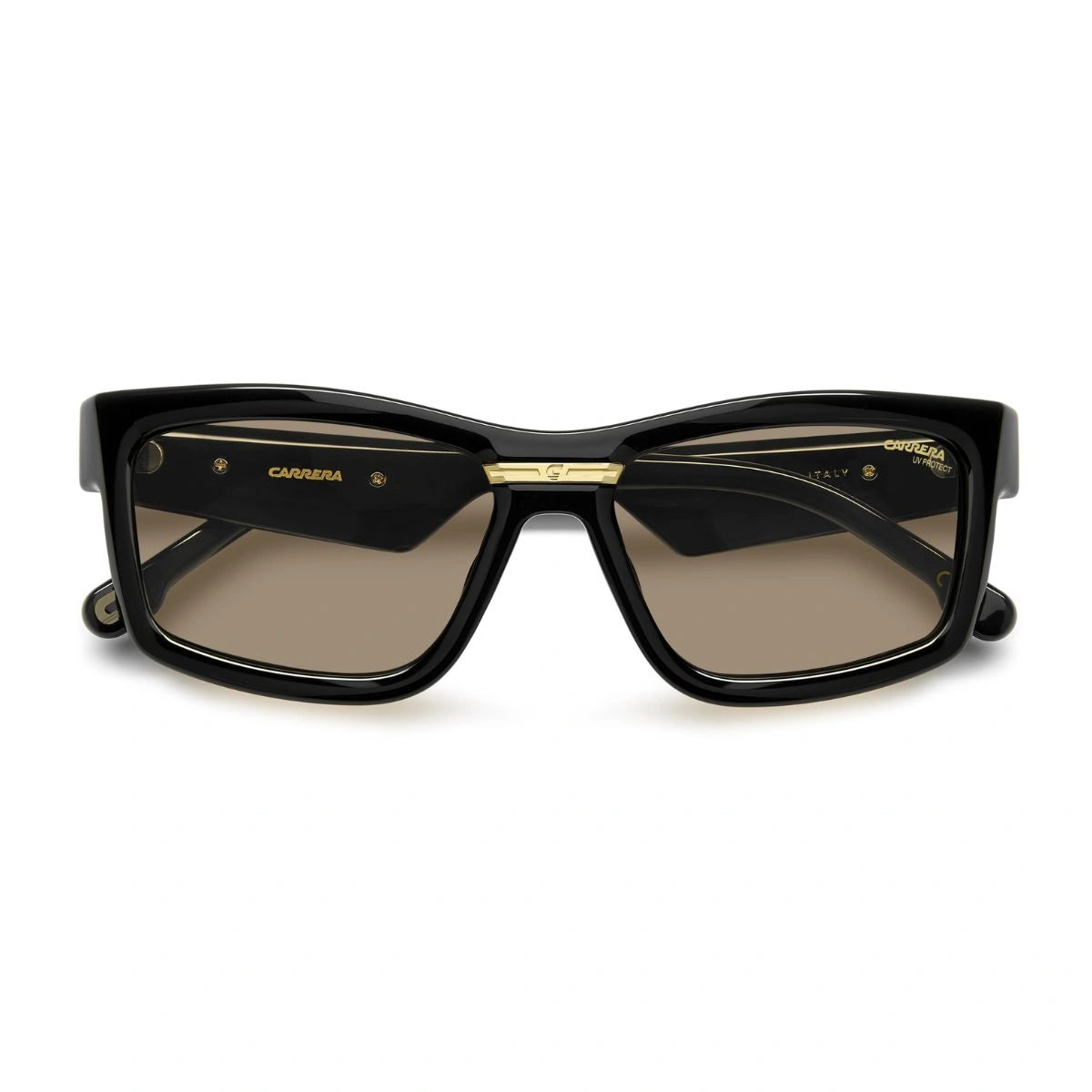 Luxury Carrera black acetate sunglasses with brown sun lenses