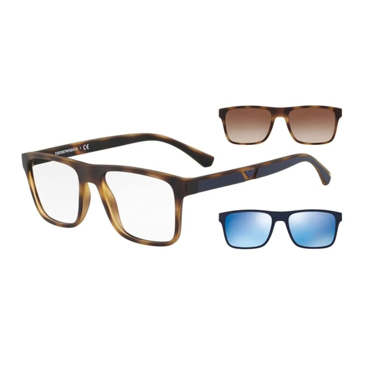 Emporio Armani men's full-frame eyewear with blue and black temples at Optorium