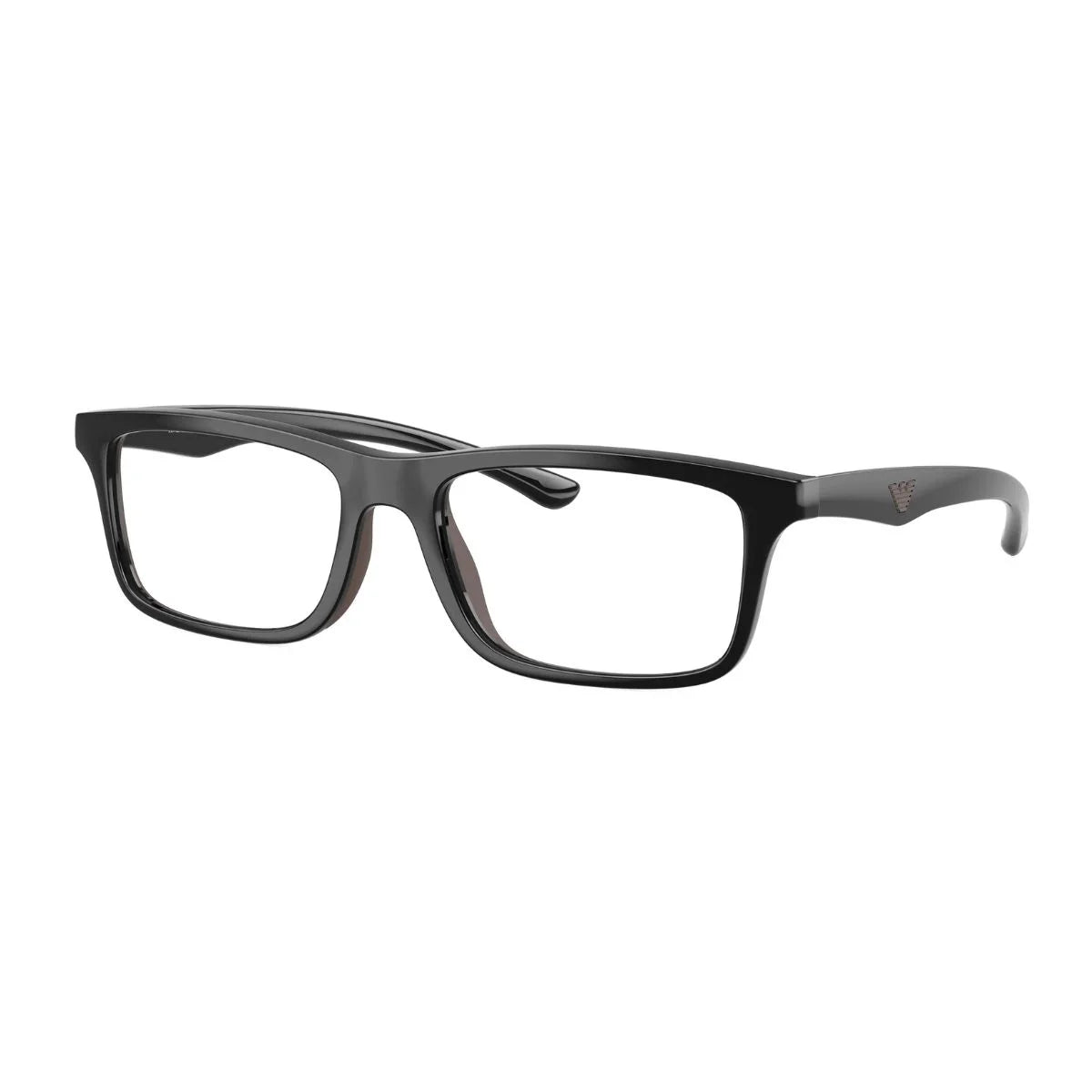 Glossy black EA3285U 5017 men’s optical frames with brown inner detailing