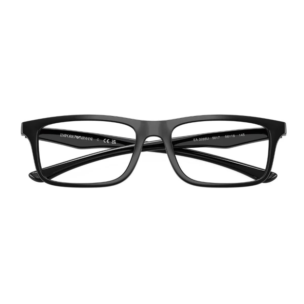 remium EA3285U 5017 rectangular spectacles with brown rubber temple accents