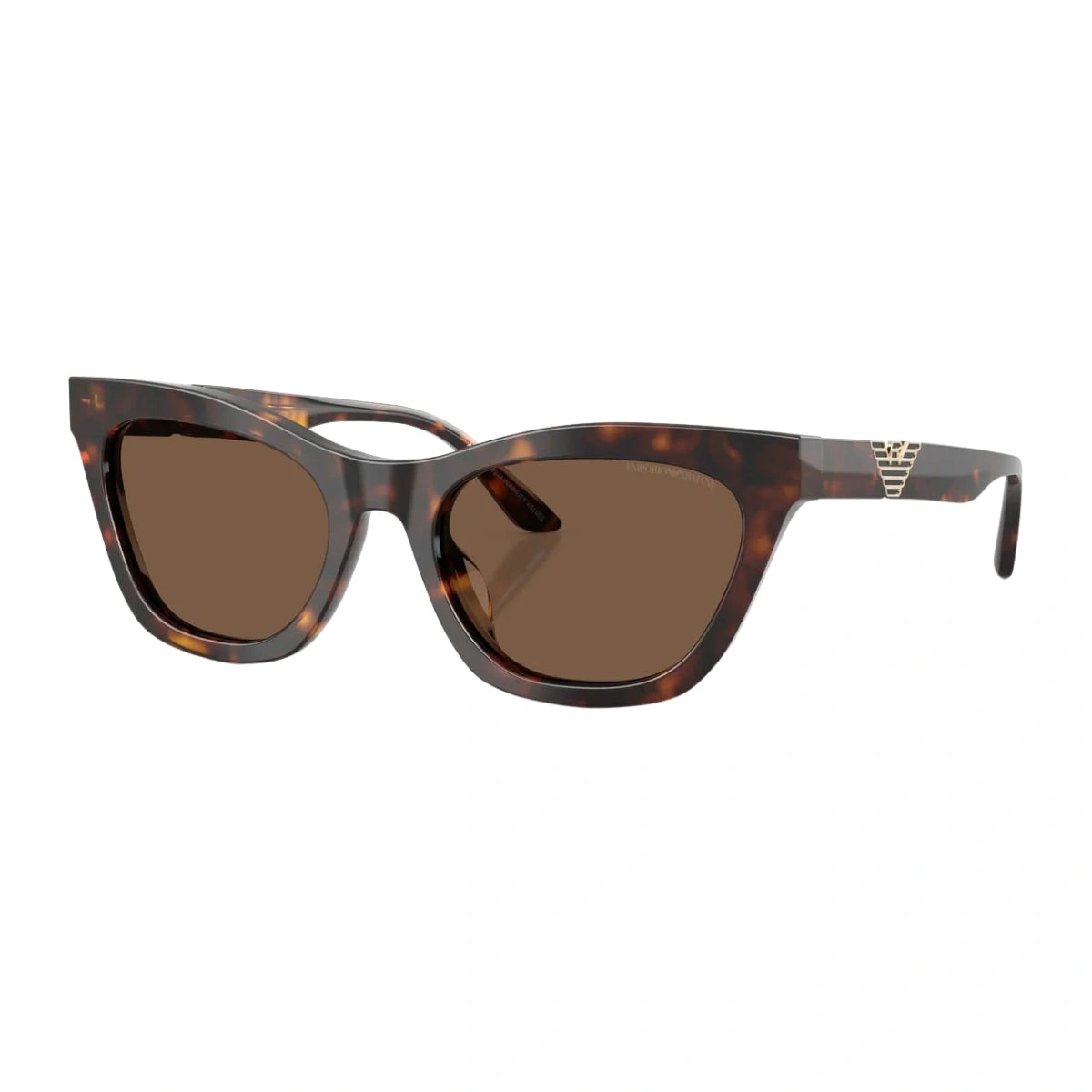 Emporio Armani women’s Havana cat eye shades with signature logo temples