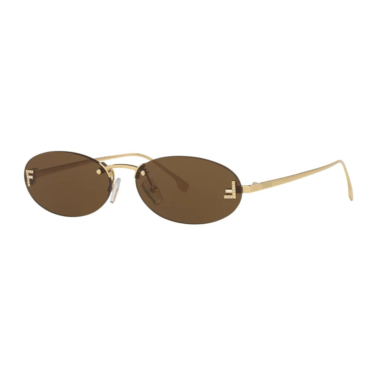 Fendi luxury eyewear FE4075US 30J gold-toned metal temples design at Optorium