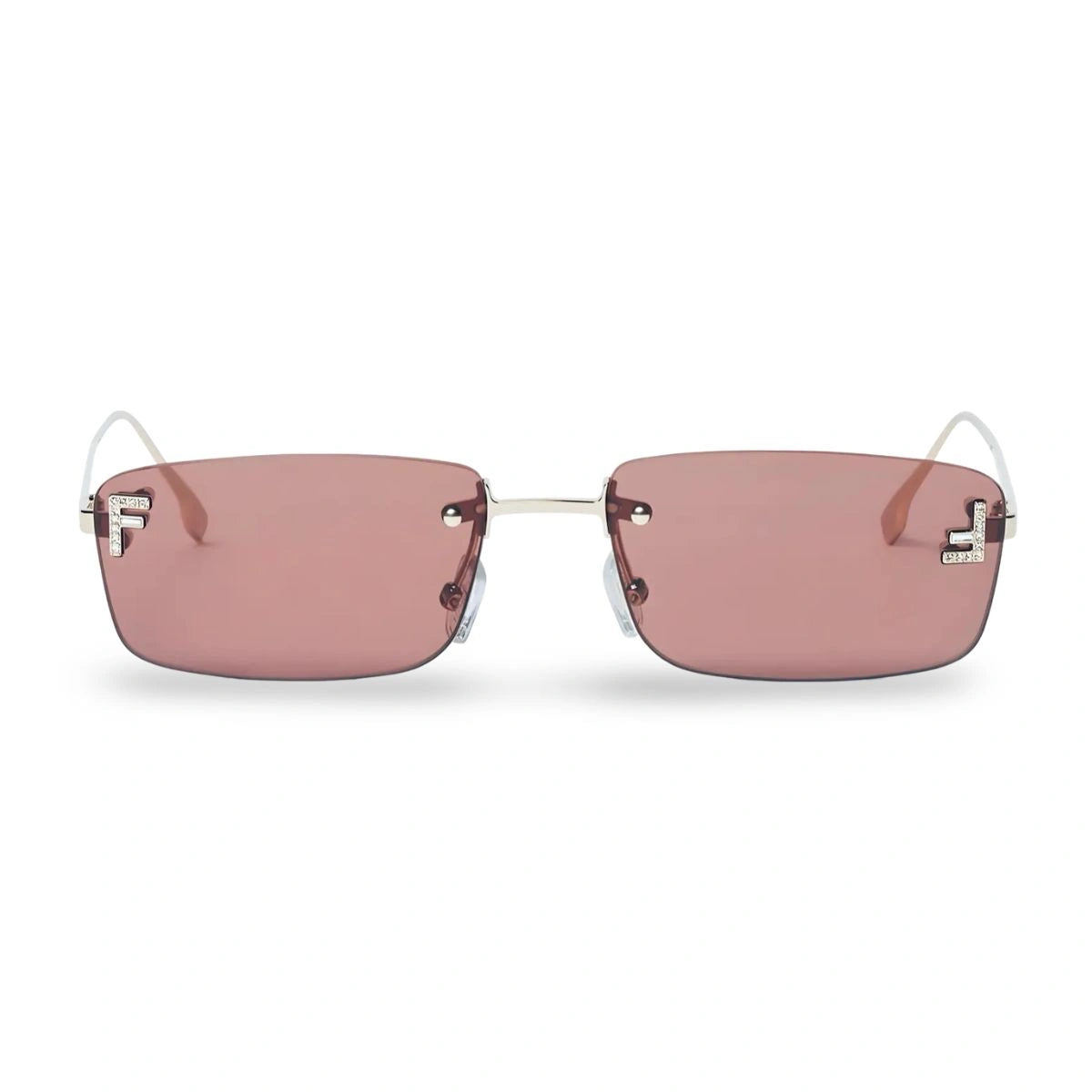 Fendi FE4172US rimless rectangle sunglasses with crystal F logo