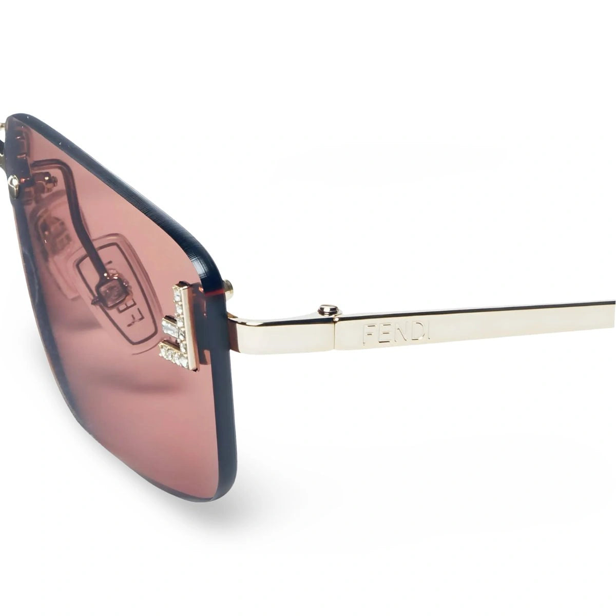 Fendi FE4172US designer eyewear with crystal logo and gold temples
