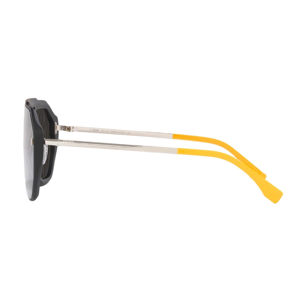 Premium Fendi black frame sunglasses with mirror grey lenses