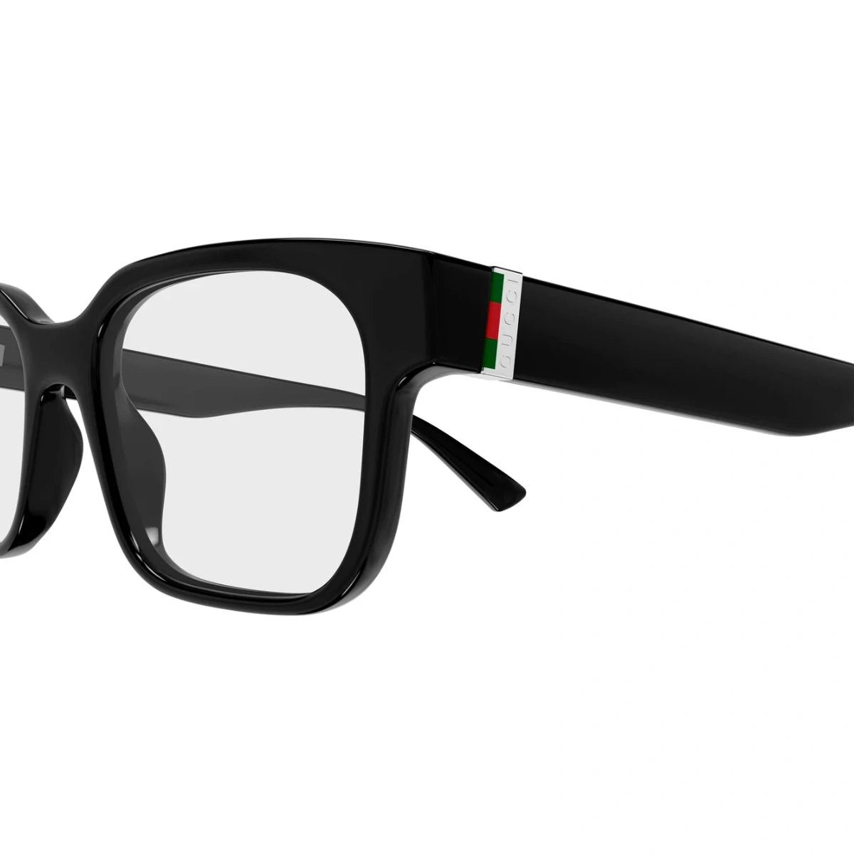 Black Gucci square optical glasses GG2087O 005 featuring iconic Web temples