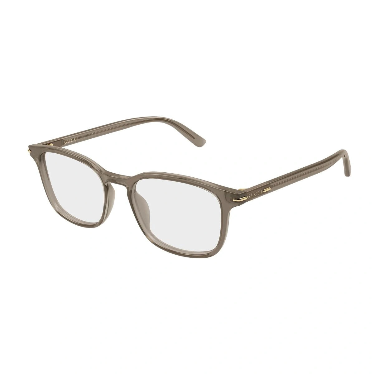 Gucci GG2129O 003 transparent brown frame with gold logo temples