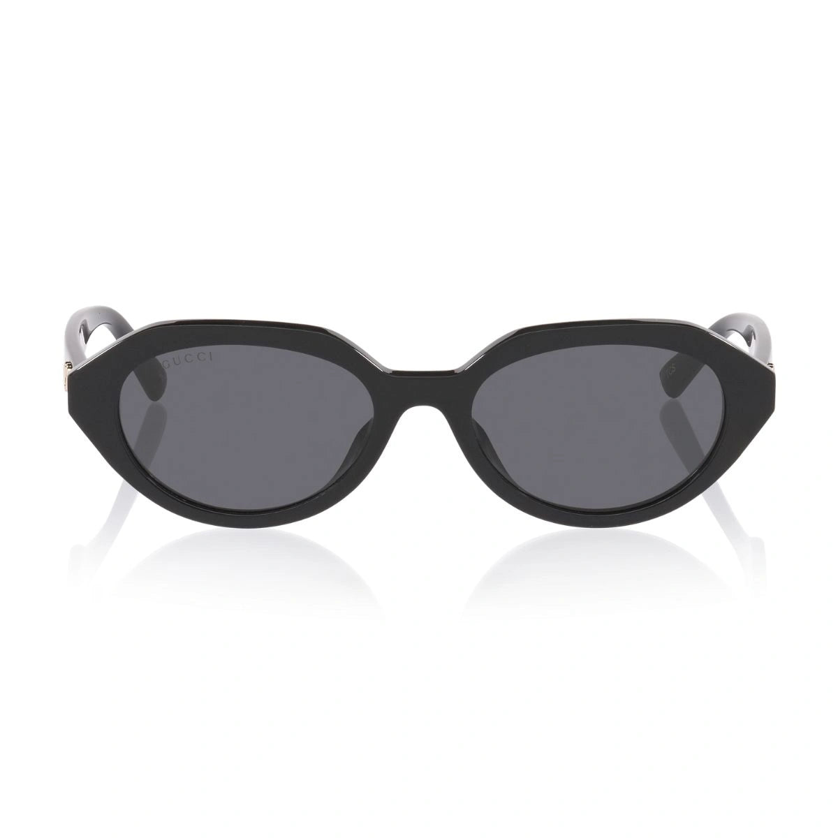 Gucci GG2178S 001 black oval women's designer sunglasses with dark grey lenses