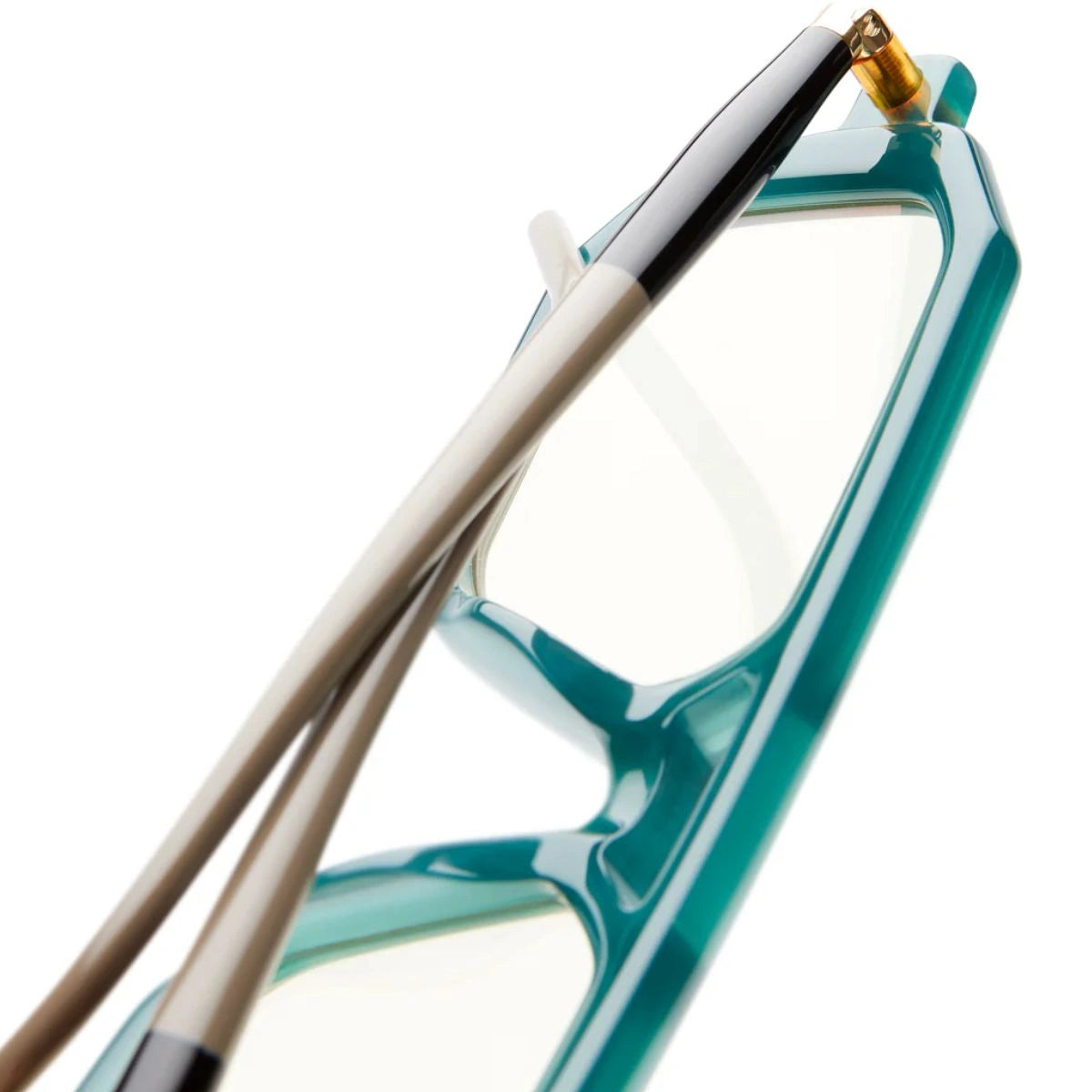 Kuboraum Green Bottle sunglasses with Dove Grey temple styling
