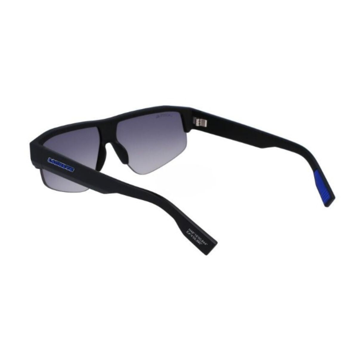 "Shop Lacoste 6003S 002 Rectangle Sunglass for women at Optorium. UV protection, blue flash mirror lens. Black or blue temple color."